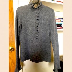 Tory Burch ruffled neck cashmere sweater
